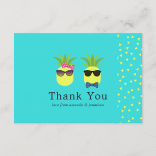 Turquoise and Lemon Pineapples Wedding Thank You