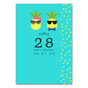 Turquoise and Lemon Summer Wedding Table Number