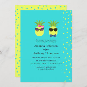 Turquoise and Lemon Tropical Summer Beach Wedding Invitation