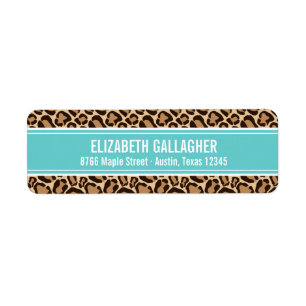 Turquoise and Leopard Print Return Address Label