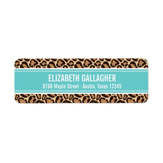 Turquoise and Leopard Print Return Address Label