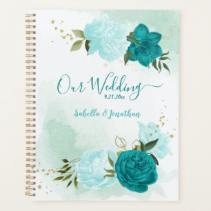 turquoise and light blue flowers greenery wedding planner