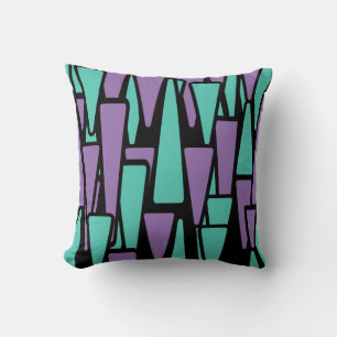Turquoise and Lilac Abstract Designer Throw Pillow