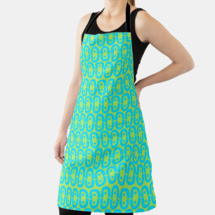 Turquoise and Lime Green Geometric Pattern Apron