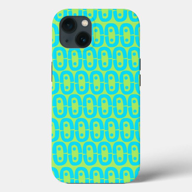 Turquoise and Lime Green Geometric Pattern Case-Mate iPhone Case (Back)