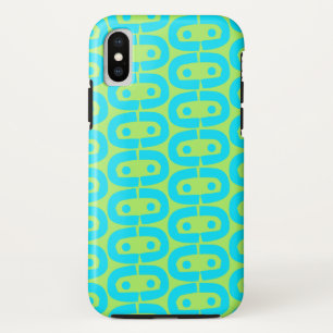 Turquoise and Lime Green Geometric Pattern iPhone XS Case