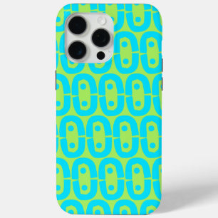Turquoise and Lime Green Geometric Pattern iPhone 15 Pro Max Case