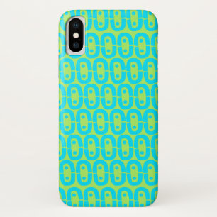 Turquoise and Lime Green Geometric Pattern iPhone X Case