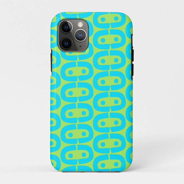 Turquoise and Lime Green Geometric Pattern Case-Mate iPhone Case (Back)