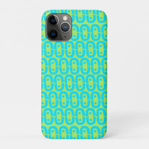 Turquoise and Lime Green Geometric Pattern iPhone 11 Pro Case