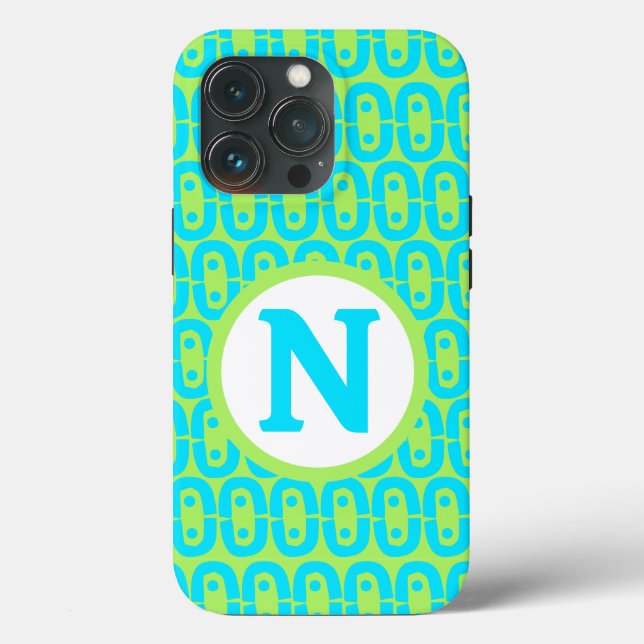 Turquoise and Lime Green Geometric Pattern Case-Mate iPhone Case (Back)