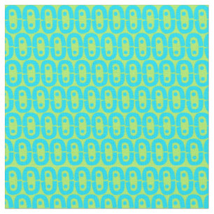 Turquoise and Lime Green Geometric Pattern Fabric