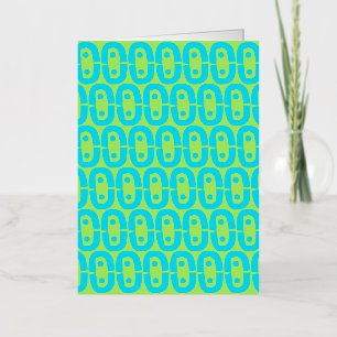 Turquoise and Lime Green Geometric Pattern Foil Greeting Card