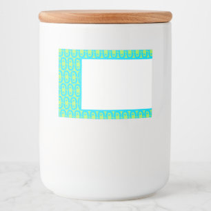 Turquoise and Lime Green Geometric Pattern Food Label