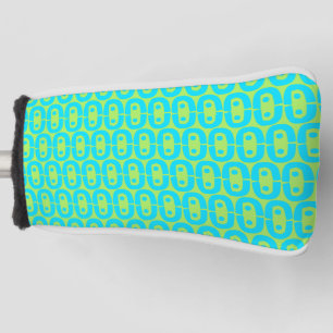 Turquoise and Lime Green Geometric Pattern Golf Head Cover