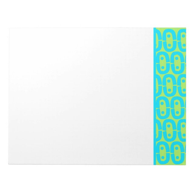 Turquoise and Lime Green Geometric Pattern Notepad (Front)
