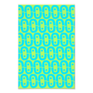 Turquoise and Lime Green Geometric Pattern Photo Print