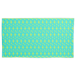Turquoise and Lime Green Geometric Pattern Pillowcase