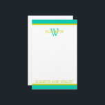Turquoise and Lime Green Monogram Stationery<br><div class="desc">This cute monogram stationery features a frame of turquoise and bright lime green with a matching turquoise and green monogram that you can personalise with your choice of name and initial.</div>