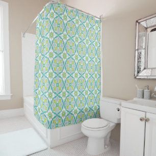 Turquoise and Lime Green Shower Curtain