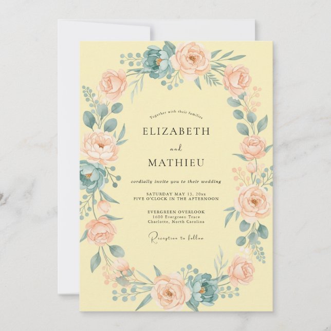 Turquoise and Magenta Dazzling Spring Wedding Invitation (Front)
