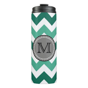 Turquoise and Mint Chevron Zigzag Monogram Thermal Tumbler