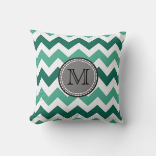 Turquoise and Mint Chevron Zigzag Pattern Cushion
