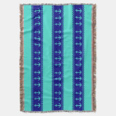 Turquoise And Navy Blue Coastal Pattern Anchors Throw Blanket (Front Vertical)