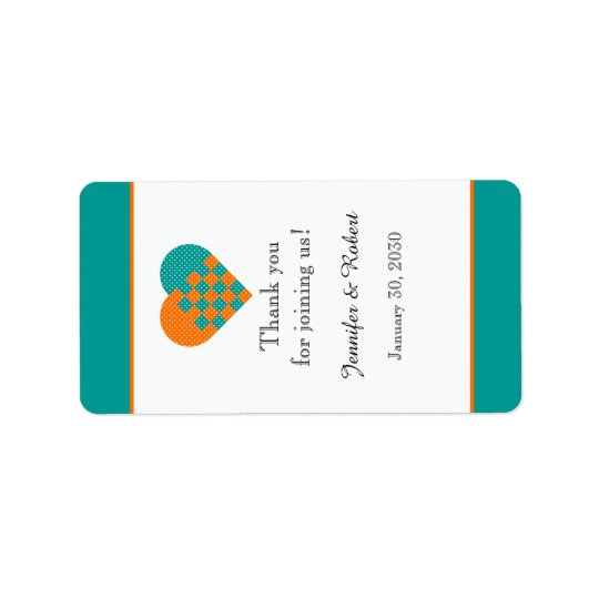 Turquoise and Orange Heart Lip Balm Label Address Label
