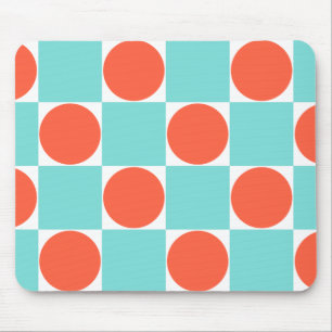 Turquoise and Orange Modern Geometric Tile Pattern Mouse Pad