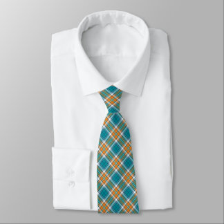 Turquoise and Orange Sporty Plaid Tie