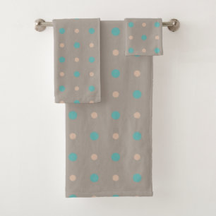 Turquoise and Peach Bath Towel Set