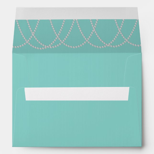Turquoise and Pearls Bridal Shower Envelope (Back (Bottom))