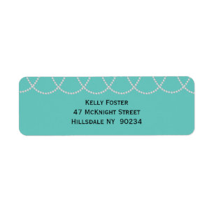 Turquoise and Pearls Bridal Shower Label Return Address Label