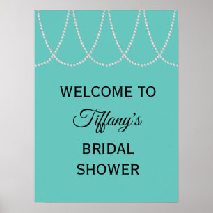 Turquoise and Pearls Bridal Shower Poster