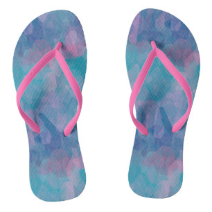 Turquoise and Pink Abstract Thongs
