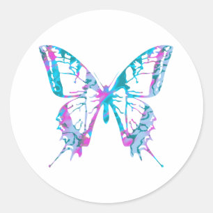 Turquoise and Pink Butterfly Stickers