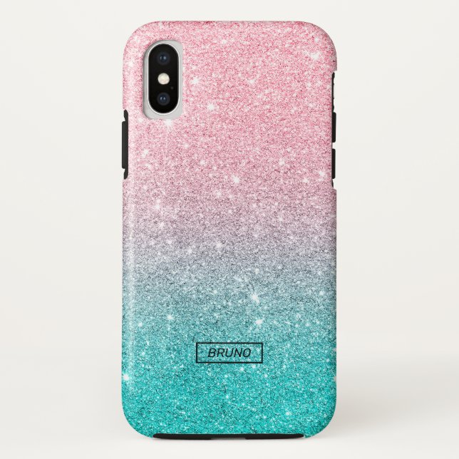 Turquoise and pink glitter ombre Case-Mate iPhone case (Back)