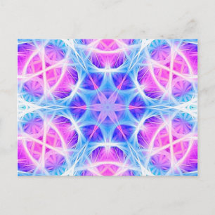 Turquoise and Pink Hippie Mandala Pattern Postcard