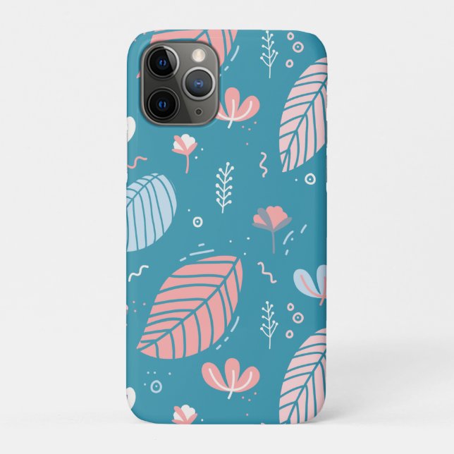 Turquoise and Pink Leaves and Doodles Case-Mate iPhone Case (Back)