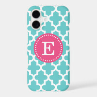 Turquoise and Pink Modern Moroccan Monogram