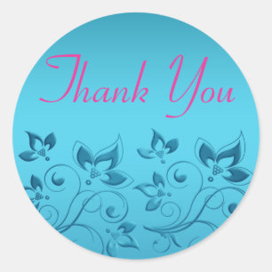 Turquoise and Pink Thank You Sticker