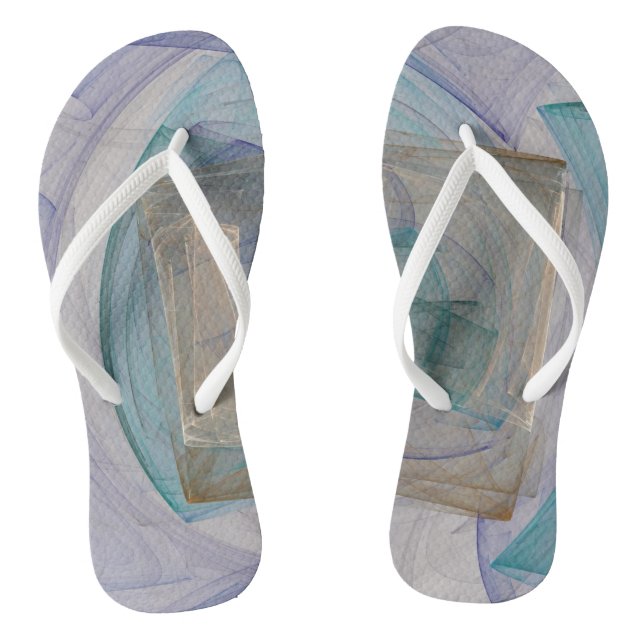 Turquoise and Purple Abstract Thongs (Footbed)