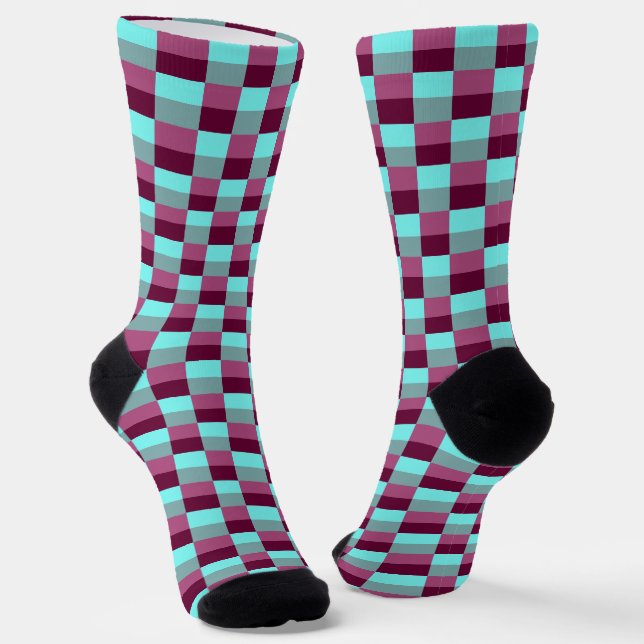 Turquoise and Purple Color Combination Socks (Angled)