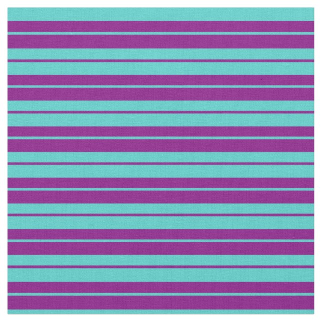 Turquoise and Purple Coloured Stripes Pattern Fabric (Close Up)