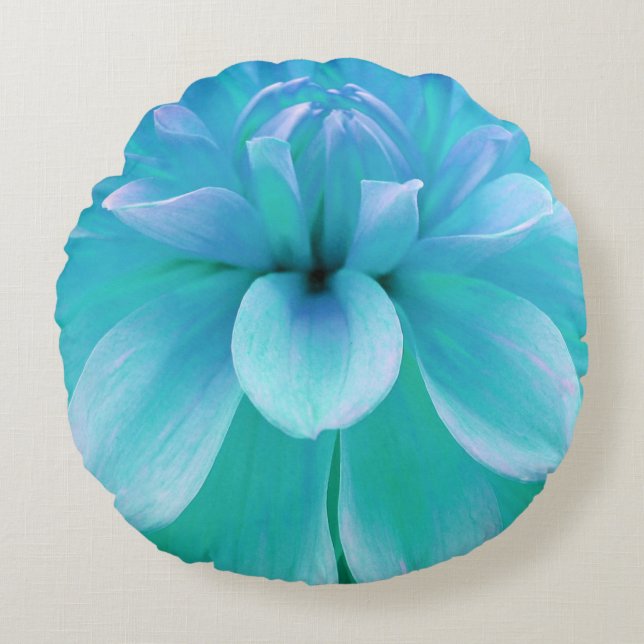 Turquoise and purple flower round cushion (Front)