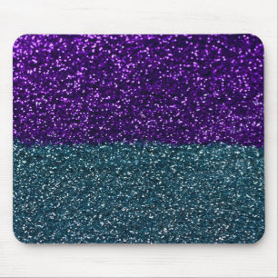 Turquoise and Purple Glitter Sparkles Mouse Pad