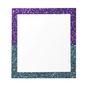 Turquoise and Purple Glitter Sparkles Notepad