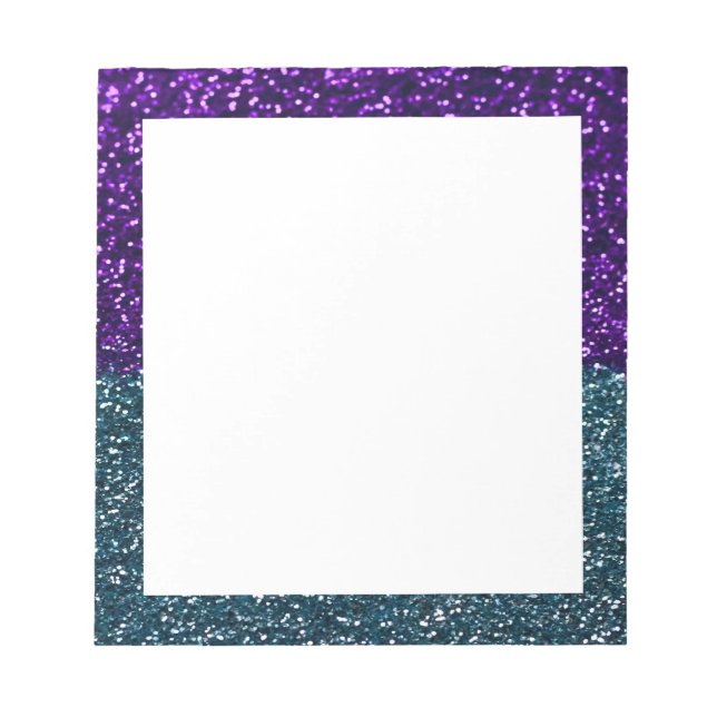 Turquoise and Purple Glitter Sparkles Notepad (Front)