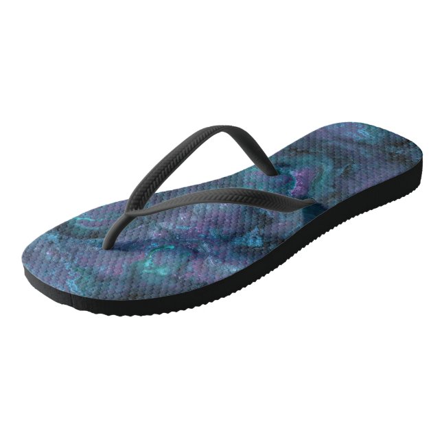 Turquoise and Purple Marble Abstract Thongs (Angled)